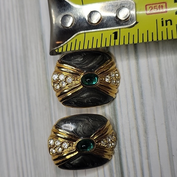 Vintage Kenneth Jay Lane for Avon earrings, Studs Enamel & Rhinestone KJL, KJ01 - Picture 4 of 5